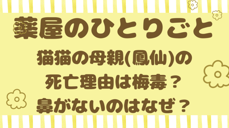 薬屋のひとりごと猫猫の母親(鳳仙)の死亡理由は梅毒？鼻がないのはなぜ？